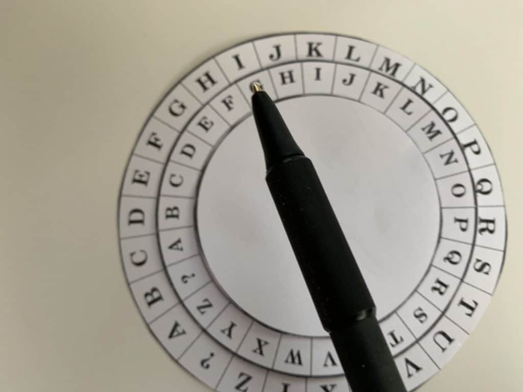 cipher wheel and pen