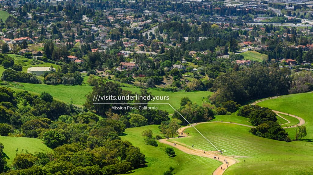 what 3 words code visits.underlined.yours mapping to a bench in mission peak, california