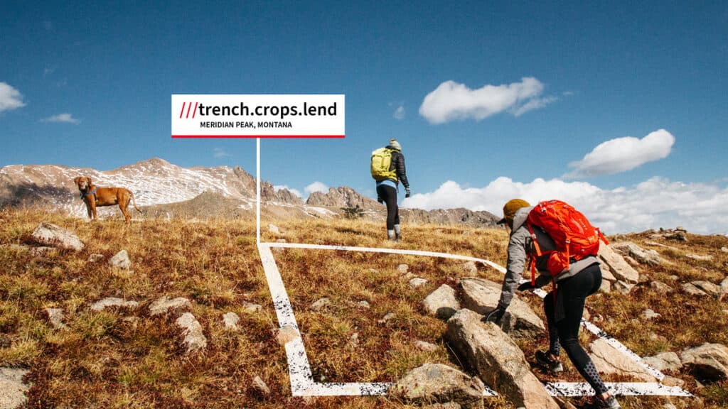 what 3 words code trench.crops.lend mapping to rocks in meridian peak, montana
